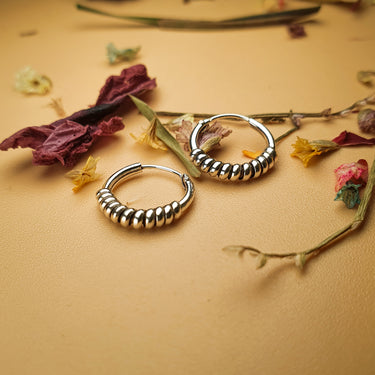 bohemian huggie hoops boho earrings sterling silver